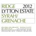 Ridge Lytton Estate Vineyard Grenache/Syrah 2012 Front Label