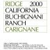 Ridge Buchignani Ranch Carignane 2000 Front Label