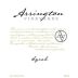 Arrington Vineyards Syrah 2009 Front Label