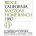 Ridge Mazzoni Home Ranch Zinfandel 1997 Front Label
