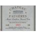 Chateau Faugeres (375ML half-bottle) 2001 Front Label