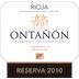 Bodegas Ontanon Reserva 2010 Front Label