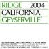 Ridge Geyserville 2004 Front Label