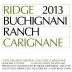 Ridge Buchignani Ranch Carignane 2013 Front Label