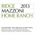 Ridge Mazzoni Home Ranch Zinfandel 2013 Front Label