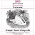 Joseph Swan Bastoni Zinfandel 2013 Front Label