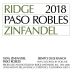 Ridge Paso Robles Zinfandel 2018 Front Label