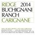Ridge Buchignani Ranch Carignane 2014 Front Label