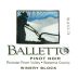 Balletto Winery Winery Block Pinot Noir 2009 Front Label