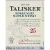 Talisker 25 Year Single Malt Scotch Whisky Front Label