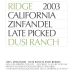 Ridge Dusi Ranch Zinfandel 2003 Front Label