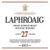 Laphroaig 27 Year Single Malt Scotch Whisky Front Label