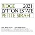 Ridge Lytton Estate Petite Sirah 2021 Front Label
