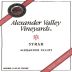 Alexander Valley Vineyards Syrah 2008 Front Label