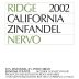 Ridge Nervo Zinfandel 2002 Front Label
