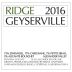 Ridge Geyserville 2016 Front Label