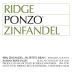 Ridge Ponzo Zinfandel 2018 Front Label