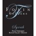 Folin Cellars Syrah 2013 Front Label