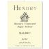Hendry Malbec 2016 Front Label