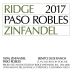 Ridge Paso Robles Zinfandel 2017 Front Label
