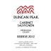 Duncan Peak Reserve Cabernet Sauvignon 2012 Front Label