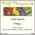 Wolff Vineyards Syrah 2006 Front Label