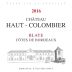 Chateau Haut-Colombier 2016 Front Label