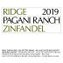Ridge Pagani Ranch Zinfandel 2019 Front Label