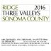 Ridge Three Valleys Red 2016 Front Label