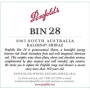 Penfolds Kalimna Bin 28 Shiraz (1.5 Liter - stained label) 2005 Front Label