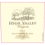 High Valley Sauvignon Blanc 2015 Front Label