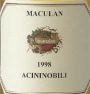 Maculan Acininobili (375ml half-bottle) 2000 Front Label
