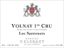 Domaine Yvon Clerget Volnay Les Santenots Premier Cru 2017 Front Label