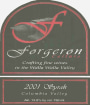 Forgeron Syrah 2001 Front Label