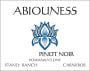 Abiouness Wines Stanly Ranch Pommard Clone Pinot Noir 2012 Front Label