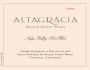 Araujo Altagracia 1999 Front Label