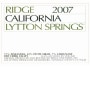 Ridge Lytton Springs Red Blend 2007 Front Label