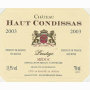 Vin Chateau Haut Condissas Medoc 2003 Front Label