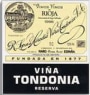 R. Lopez de Heredia Rioja Vina Tondonia Reserva Blanco 1990 Front Label