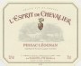 L'Esprit de Chevalier Pessac Leognan 2008 Front Label