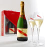 G.H. Mumm Brut Cordon Rouge with Champagne Flutes Front Label