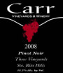 Carr Vineyards & Winery Three Vineyards Pinot Noir 2008 Front Label