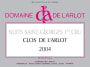 Domaine de l'Arlot Nuits Saint Georges Clos de l'Arlot Premier Cru Monopole Blanc 2004 Front Label