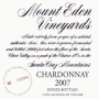 Mount Eden Vineyards Santa Cruz Mountains Chardonnay 2007 Front Label