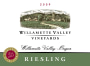 Willamette Valley Vineyards Riesling 2009 Front Label