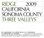 Ridge Three Valleys Red 2009 Front Label