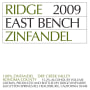 Ridge East Bench Zinfandel 2009 Front Label