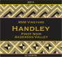Handley RSM Vineyard Pinot Noir 2011 Front Label