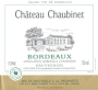 Chateau Chaubinet Blanc 2009 Front Label