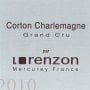 Domaine Bruno Lorenzon Corton-Charlemagne Grand Cru 2010 Front Label